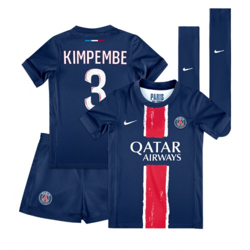 Dětský fotbalový dres Paris Saint-Germain Presnel Kimpembe #3 2024-25 Domácí Krátký Rukáv (+ trenýrky)